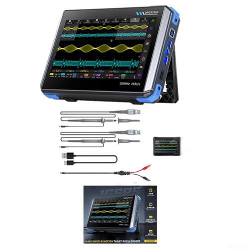 DPOS350P Osciloscopio de tableta 4 en 1, canal dual de ancho de banda de 350 MHz, con generador de señal de 50 MHz, analizador de espectro, analizador de respuesta de frecuencia (DPOS350P)