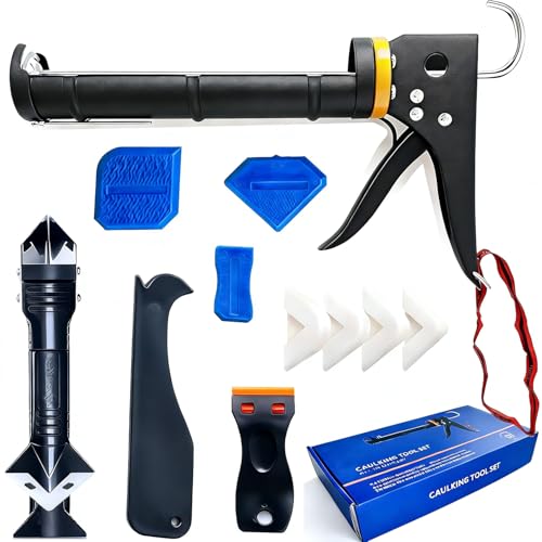 Caulk Gun Kit - Smooth Silicone Caulking Tools The Smarter Way to Seal & Repair - Professional Caulk...