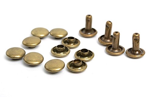 100pcs 5mm Double Cap Antique Brass Round Rivets Studs Nailhead Rock Biker RV225B