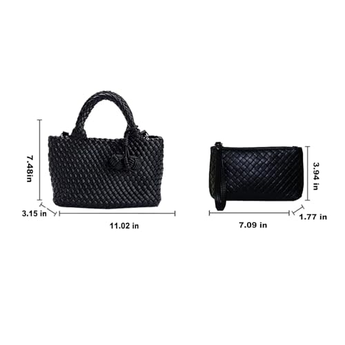 Woven Crossbody Bags For women with Tote Bag,Vegan Leather Shoulderbag,Small Handbag Purse With Zipper Closure2