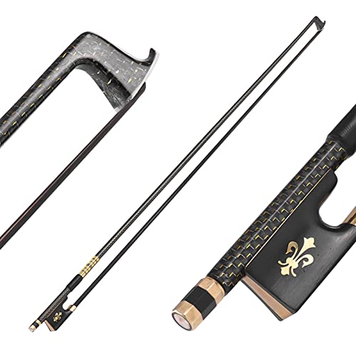 LOUJIN 4/4 Violino Arco de Violino Bem Equilibrado Dourado Trançado de Fibra de Carbono Rã de Ébano