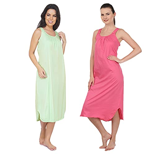 Image of BLAZON Women's Cotton Hosiery Solid Maxi Nighty Slip (Pack of 2) Available Sizes: S, M, L, XL, 2XL, 3XL, 4XL, 5XL