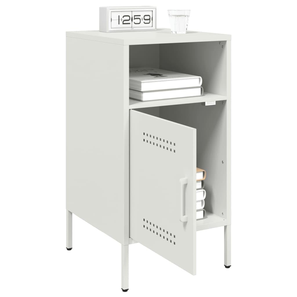 Industrie-Stil Nachttisch aus kaltgewalztem Stahl mit verstellbaren Füßen und praktischer Tür für optimalen Stauraum im Schlafzimmer oder Wohnzimmer