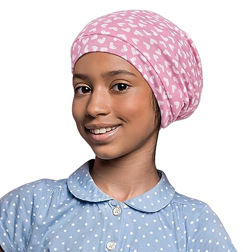Alnorm Curly Hair Sleeping Cap for Kids Slouch Baggy Hat Jersey Beanie Light Pink2