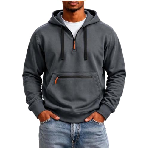Mens Zip Up Hoodie Hooded Quarter Zip Pullover Sweatshirt with Pockets - image 1