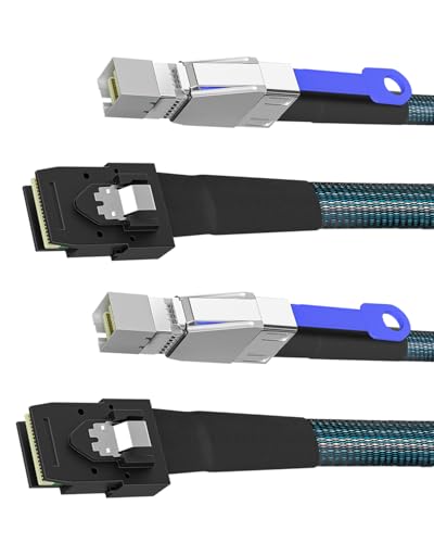 Buacoz SAS to Mini SAS Adapter Cable, 2 Pack 2M/6.56FT SFF-8644 to SFF-8087 Storage Extension Cable, High-Speed Data Transfer for HDD/SSD, RAID Arrays, Servers, and Storage Systems