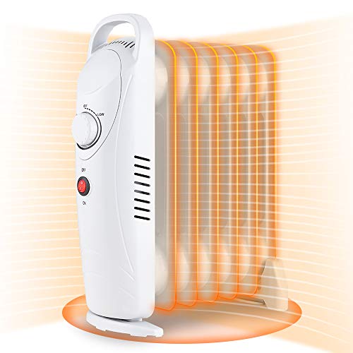 LifePlus Electric Oil Filled Heater, Portable Radiant Space Heater 700W with Adjustable Thermostat, Overheat Protection for Room Indoor Office