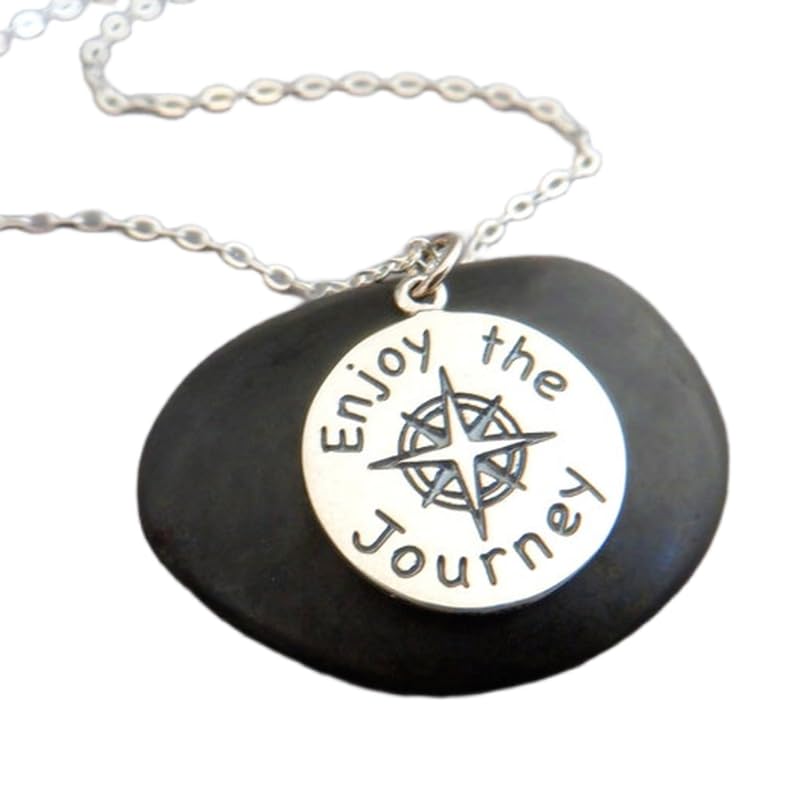Collar de plata de ley 925 con brújula joyeria sencilla amuleto viajero