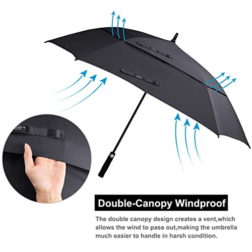 image for G4Free Extra Large Golf Umbrella Double Canopy Vented Square Umbrella 