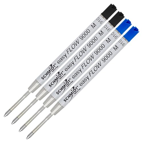 Schmidt easyFLOW9000 Black, Blue, Ballpoint Refill, Medium Tip 1.0mm - Pack of 4