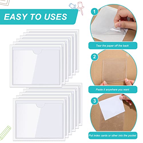 Bolsillos autoadhesivos para tarjetas de índice Outus de plástico transparente pack de 100 6