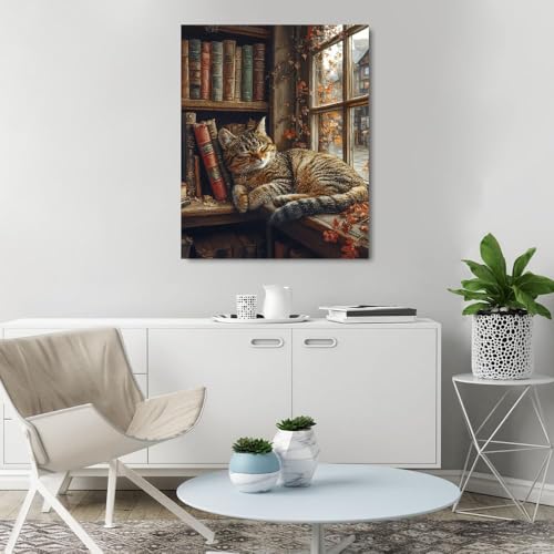 Pintura por números de gato para relajarse en casa manualidad acrílica fácil sobre lienzo 3