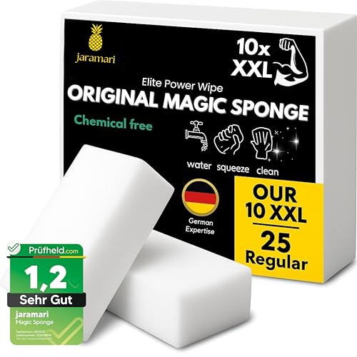 jaramari® 10 Uds. XXL Borrador Mágico, Magic Eraser Sponge, Esponja Mágica Melamina, Esponjas de Limpieza Fuerte - Limpia Hogar, Cocinas, Baños, Paredes, Zapatos, Piscina. Solo Agrega Agua!