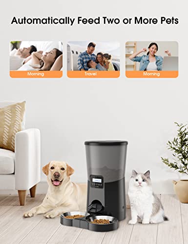 Wopet Automatic Dog Feeder,8L Pet Food Dispenser For Two Cats And Dogs,Auto Cat Feeder With Two Stainless Bowls,Programmable Portion Control&Voice Recorder For Up To 1-4 Meals Per Day #TOP3