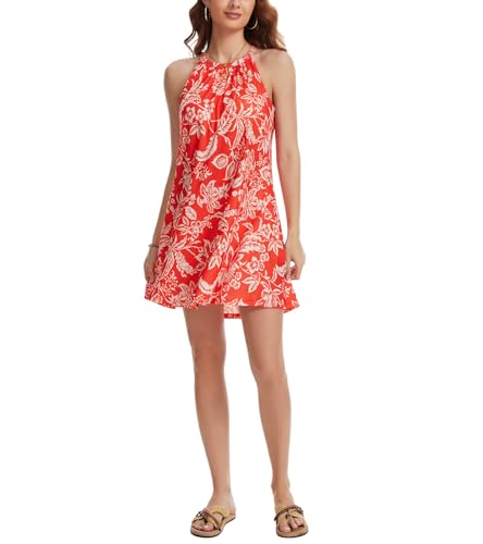 Image of ANYFITTING Summer Dress with Built in Bra Casual Beach Sundress Flowy Halter Mini Short Dresses for Women 2026