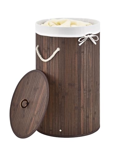 Juskys Bambus Wäschekorb Curly-Round Braun 55L - Hygienischer &...