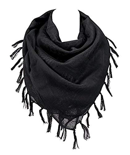 VOCHIC Military Shemagh Arab Tactical Desert Keffiyeh Thickened Scarf Wrap for Women and Men 43"x43", Black, One size