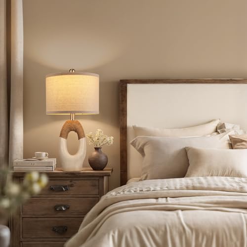 Boho Rattan Table Lamps – Rustic Farmhouse Bedside Set - Image 6