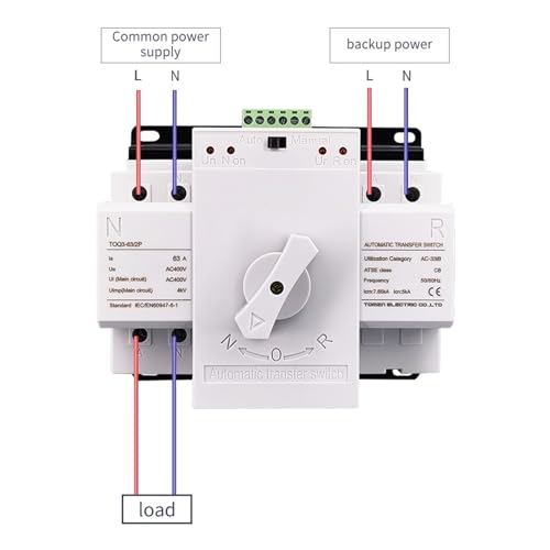 ATS Interruptor de transferencia automático 2P 63A para asegurar la energía en hogares 2