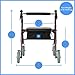 Medline Bariatric Heavy Duty Steel Rollator Supports up to 500 lbs, Strong, Comfortable Rolling Walker with 8 inch Wheels