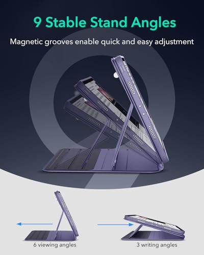 ESR for iPad Pro 12.9 Case (6th/5th Generation, 2022/2021), Removable Magnetic Cover, Adjustable Portrait/Landscape Stand with Raised Display View, 9 Standing Angles, Shift Series, Purple