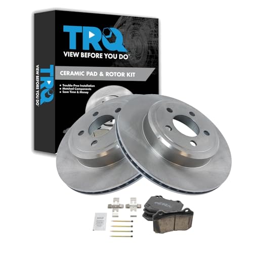 Image of TRQ Rear Brake Pad and Rotor Set Ceramic Vented Rotors Compatible with 2011-2018 Dodge Challenger 2014-2018 Charger