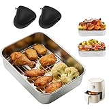 Umllpet Pirofila in Acciaio Inox per Airfyer, Accessori Premium con Griglia Antigoccia, Tenuta e Maniglie di Protezione dal Calore, Lavabile in Lavastoviglie