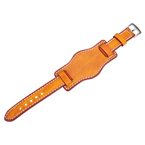 Bracelet de montre pour usage quotidien jaune et cuir synthétique vintage confortable