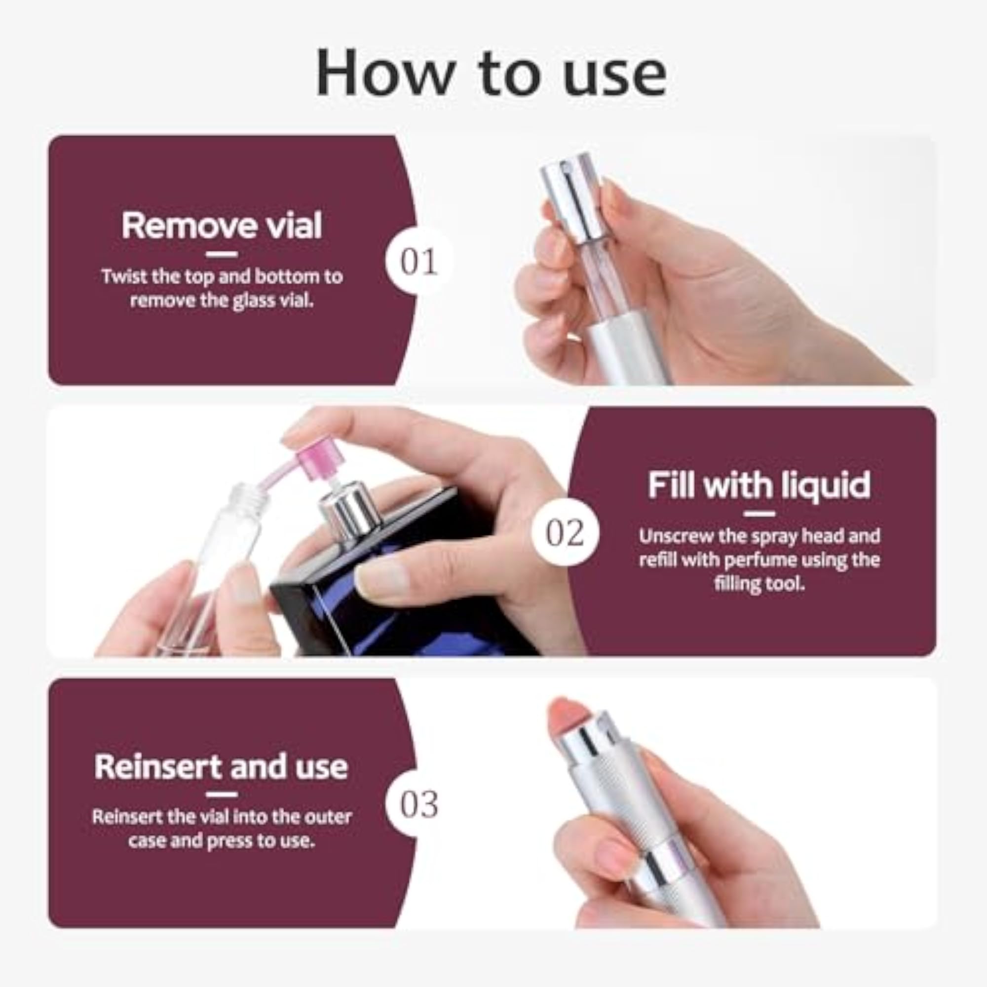 Perfume Travel Refillable Bottle, 8ML, Grey