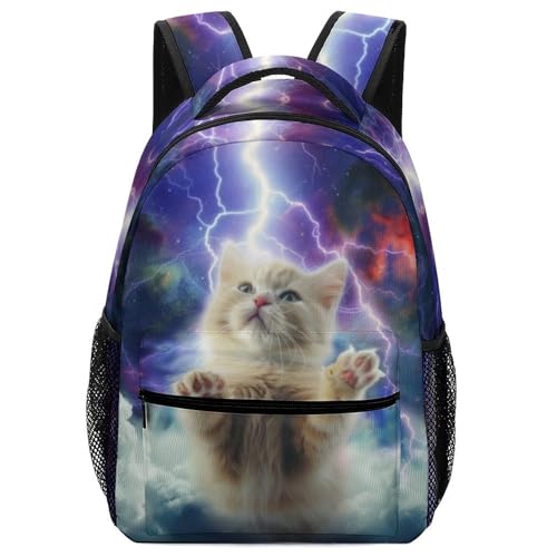 Cute Cat Universe Galaxy Backpack for Girls Boys Kids, Cat Bookbag Kitten Backpack for Kids Student & Travel Backpacks or Daily Use