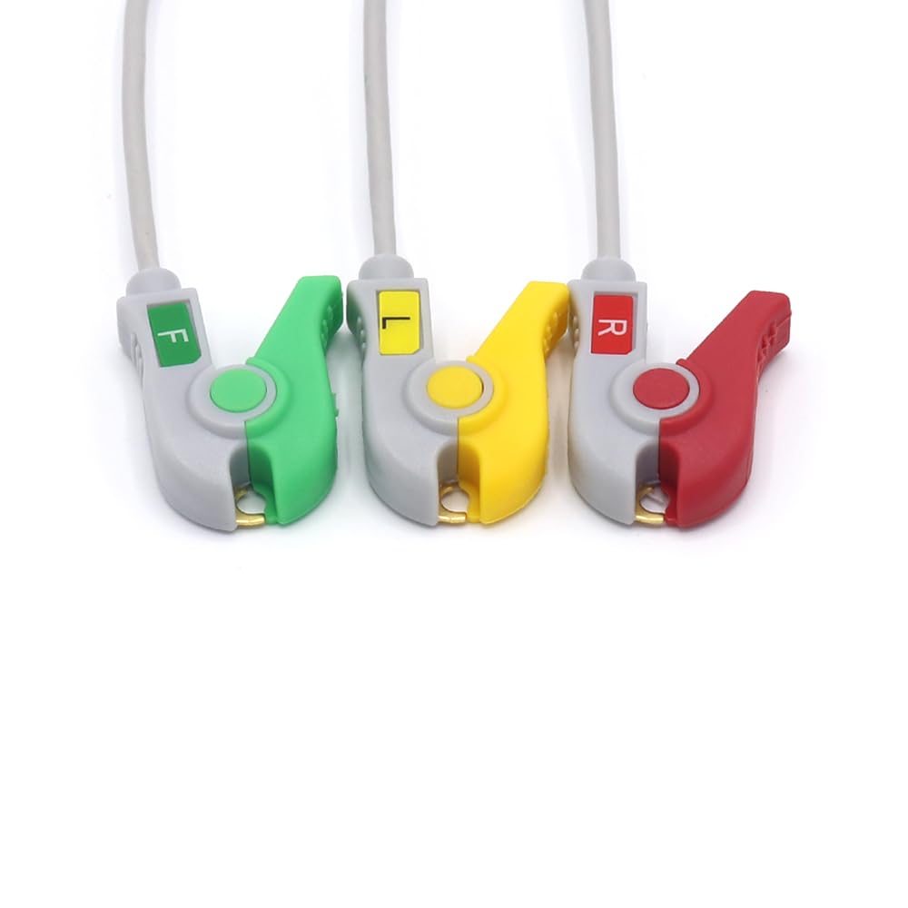 Skmeditec Compatibile Datex Ohmeda Cardiocap I, Cardiocap II EKG//ECG Cavo a connessione diretta Pinch a 3 derivazioni, Cavo Pinch di ricambio con connettore a 10 pin