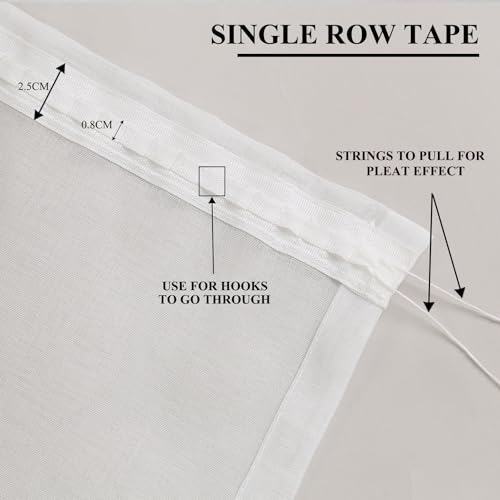 L.Z.E Sheer Curtains for Living Room White Curtains & Drapes for Bedroom Nursery Track System Bay Windows 96 Inch Drop & Long Pencil Pleat Sheer Curtains - Image 4