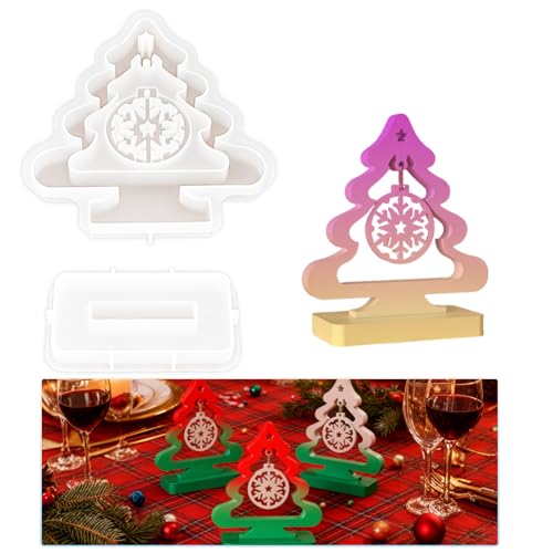 Tuxuzal Large Epoxy Resin Moulds Christmas Tree Silicone Mould Snowflake Pendant Casting Mould Christmas Decoration Christmas Tree Casting Mould Silicone Mould Christmas Ornament Casting Resin Mould