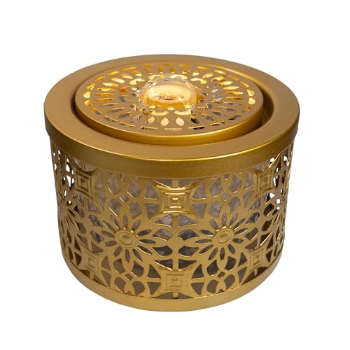 Lemodo Zimmerbrunnen LED Tischbrunnen mit Wasserfall, Dekobrunnen mit indirekter Beleuchtung, Indoor Brunnen mit Wasserquelle, für Meditation Entspannung Wasserbrunnen Wohnzimmer Büro 19x19x14,5 cm