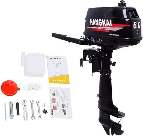 Outboard Motor, 6HP 2 Stroke Outboard Short Shaft Marine Gas Powered Engine with Cooling System & CDI Ignition System, Heavy Duty Inflatable Fishing Boat Engine