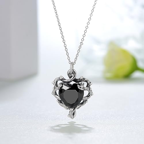 Gothic Black Heart/Chandelier/Anatomical Heart Necklace 925 Sterling Silver Goth Necklace for Women Gothic Jewelry Gifts for Women3