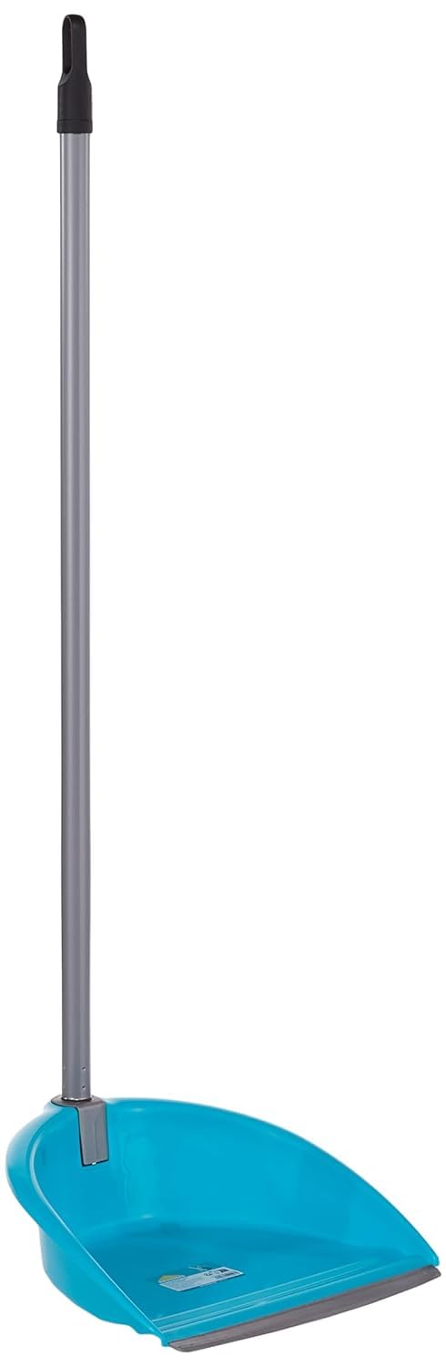 Rozenbal Dustpan With Rubber Blade Long-Handled Folding