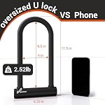 Sportneer Verrouillage à vélo : 18mm Vélo robuste U Lock 11,5''x6,25'' Plus Taille avec câble en acier haute sécurité 6ft/1.8m, anti-vol serrure à vélo avec support de montage & Clés pour le vélo électrique de montagne Road