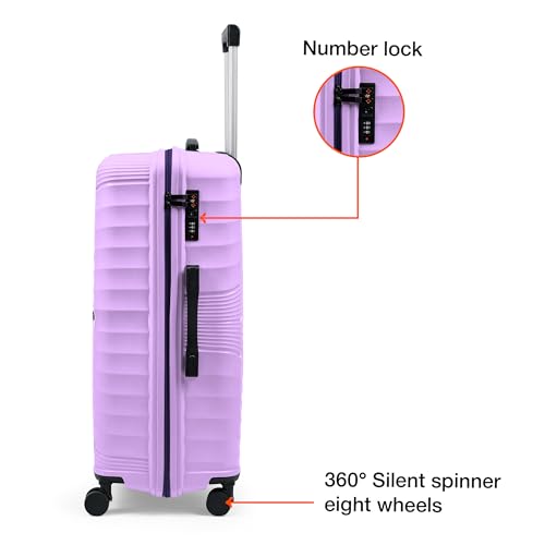 Image of Nasher Miles Golden Gate Hard-Sided Polypropylene Luggage Set of 3 | 55cm, 65cm & 75cm | 8 Wheels Small, Medium & Large Trolley Bag for Travel | Suitcase Purple & Dark Purple