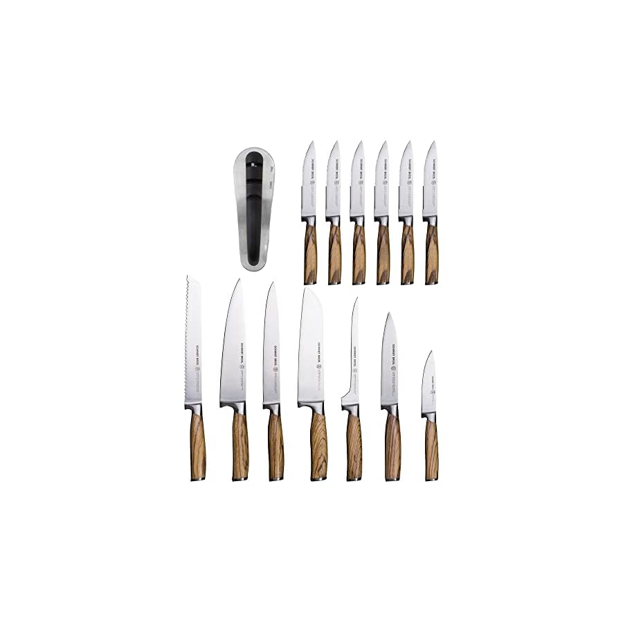 Schmidt-Brothers-Zebra-Wood-15-Piece-Kitchen-Knife-Set-High-Carbon-Stainless-Steel-Cutlery-with-Zebra-Wood-and-Acrylic-Magnetic-Knife-Block-and-Knife-Sharpener Schmidt Brothers - Zebra Wood, 15-Piece Kitchen Knife Set, High-Carbon Stainless Steel Cutlery with Zebra Wood and Acrylic Magnetic Knife Block and Knife Sharpener