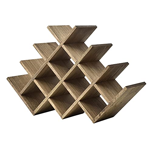 KIRIGEN Estantería para 13 Botellas de Vino Estantería de Madera para Vino de 4 Niveles / Estantería de Almacenamiento de Vino de pie y en la encimera - Soporte para Botellas marrón Oscuro XHJJ4-DBR Cover
