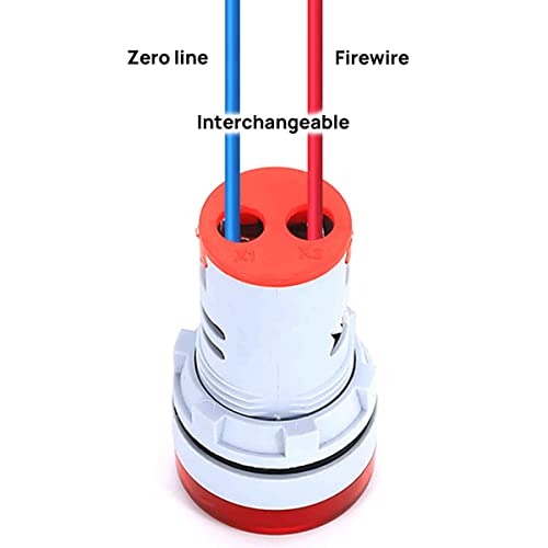 Image of LED Display Voltmeter, Voltage Tester Current Detector Voltmeter Ammeter AC 50-500V 0-100A Meter Indicator - Voltage Tester Current Detector Round 22mm (Round red)