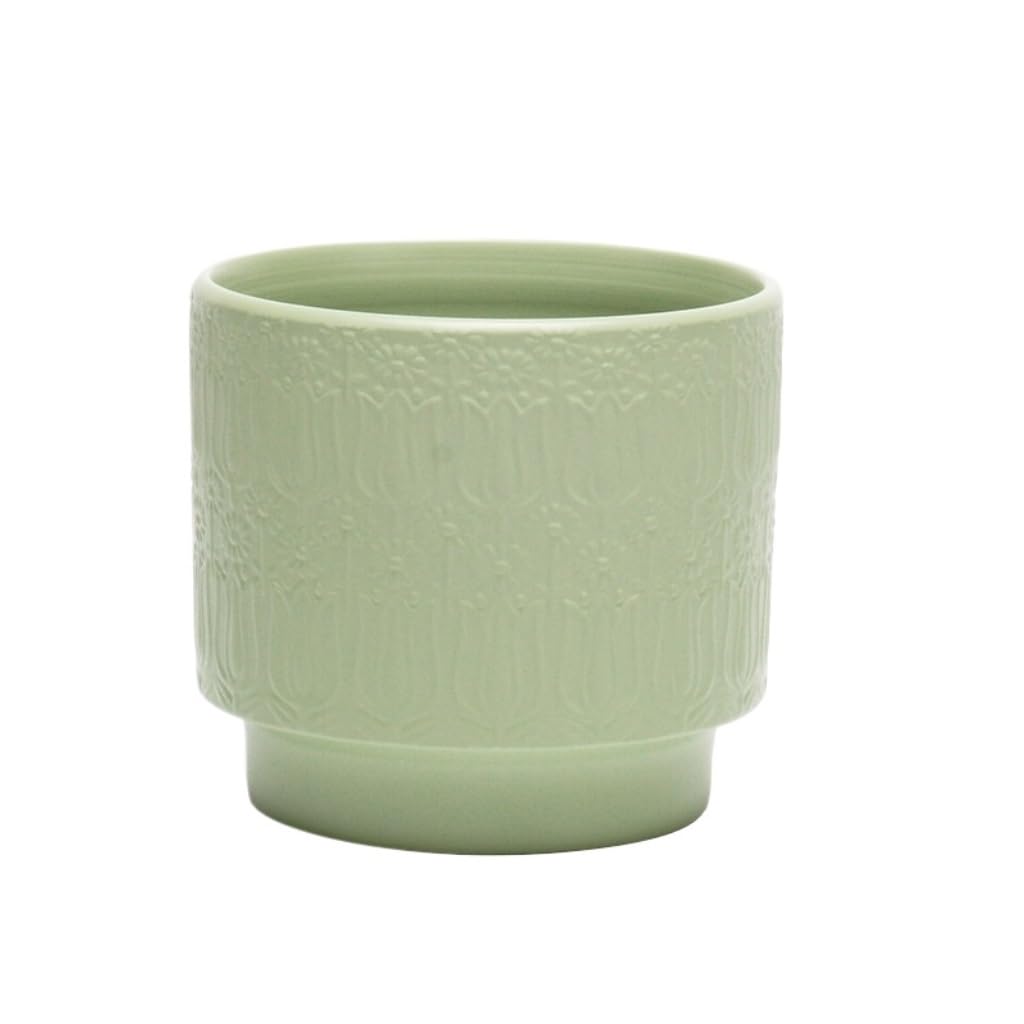 Gelasige D Flower Pots Ceramic Flower Pot Simple Green Radish Rose Cactus Gardening Green Plant Pot Flower Pot Container Outdoor Flower Pots