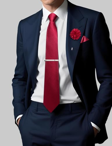 Image of DiBanGu Silk Pre-tied Ties for Men Formal Adjustable Necktie Set | 6PCS,Zipper Tie,Pocket Square,Cufflinks,Tie Clip & Lapel Pin,Wrinkle-Resistant,Premium Gift Box,Formal Business Wedding Party