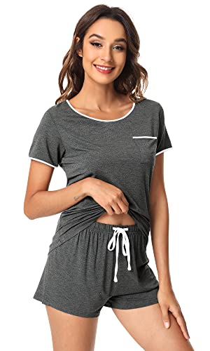 Image of WiWi Viscose from Bamboo Pajamas Set for Women Super Soft Short Sleeve Cooling Summer Plus Size Pjs Sets Sleepwear S-4X