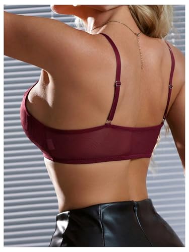 Image of SOLY HUX Front Closure Bras for Women Strappy Bralette Wireless Criss Cross Cut Out Knitted Everyday Bra