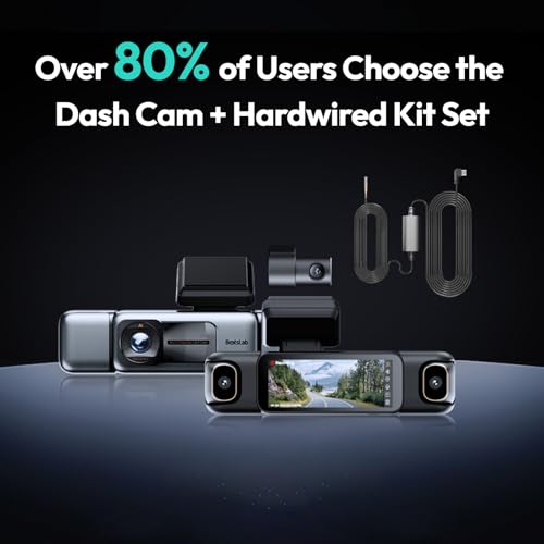 Image of BOTSLAB 3K 4 Channel Dash Cam with Hardwire Kit, 24 /7 Parking Mode, 360All-Sides View, Front and Rear Inside Car Camera, 3.18 inchTouch Screen,Night Vision Voice Control,Free 128GB Card 5.8GHz WiFi & GPS