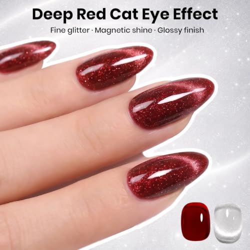 Image of Beetles Cat Eye Gel Top Coat with Magnet, No Wipe Magnetic Top Coat Gel Polish, Turns Any Gel Color Into Cat Eye Effect, 2 in 1 High Gloss Shine, Soak Off LED UV Nail Art for DIY Manicure