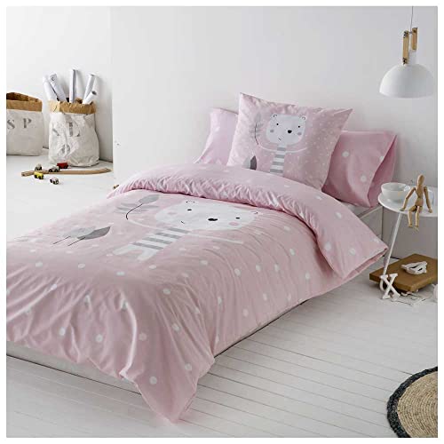 COTTON ARTean Funda nordica Infantil/Juvenil Reversible Jorge Pink para Cama de 90 Color Rosa
