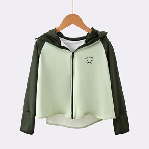 Kids Ice Silk UPF50+ Sun Protection Hoodies Color Block Zip-Up Cooling Sun Shirt Girls Boys Hooded Jacket for 2-12 Years2